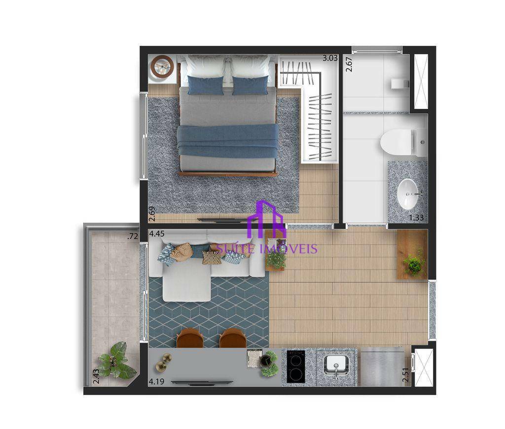 Apartamento à venda com 1 quarto, 28m² - Foto 2