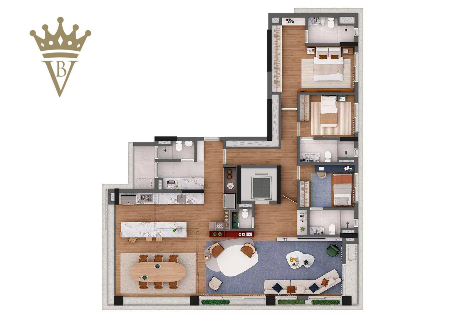 Apartamento à venda com 3 quartos, 182m² - Foto 2