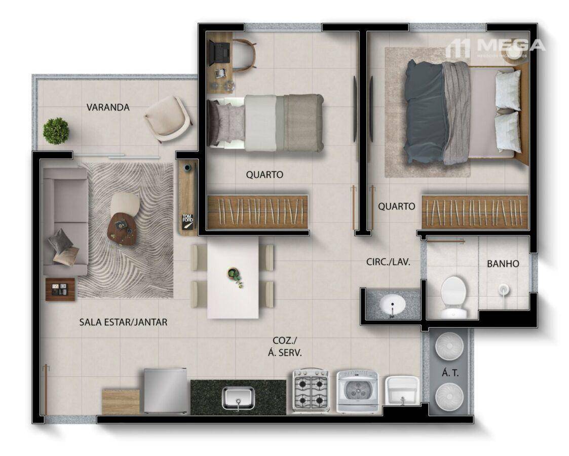 Apartamento à venda com 2 quartos, 45m² - Foto 14