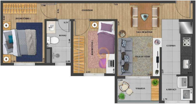 Apartamento à venda com 2 quartos, 53m² - Foto 7