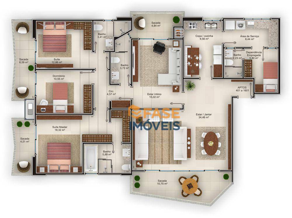 Apartamento à venda com 3 quartos, 182m² - Foto 19