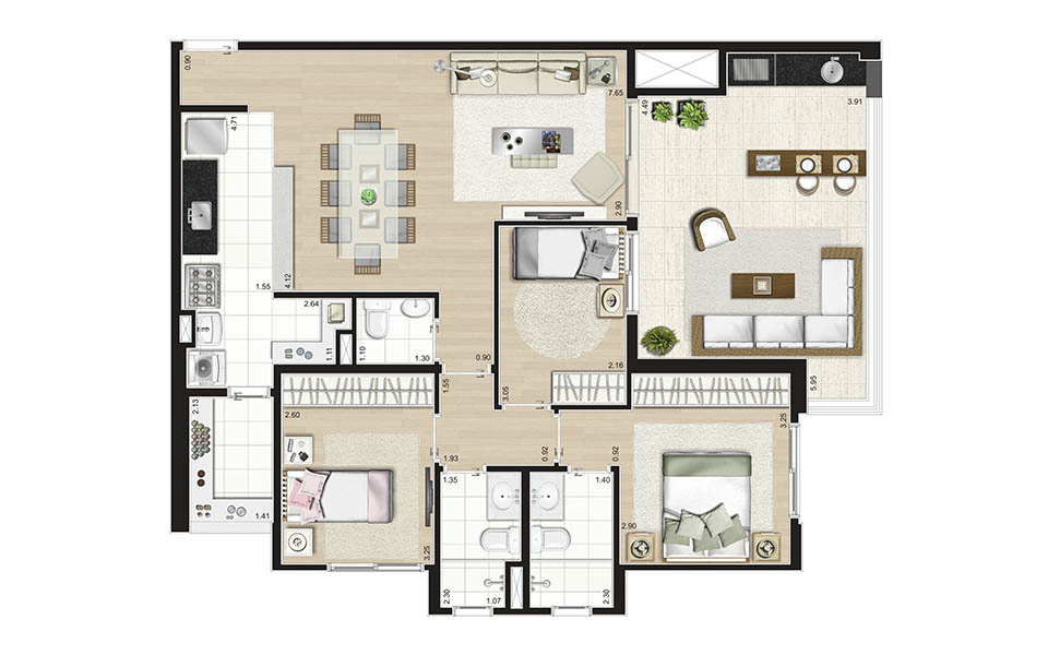 Apartamento à venda com 3 quartos, 108m² - Foto 2