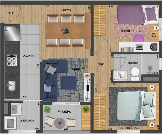 Apartamento à venda com 2 quartos, 53m² - Foto 6