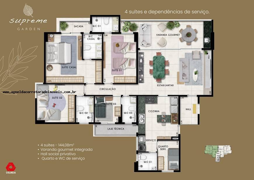 Apartamento à venda com 4 quartos, 144m² - Foto 2