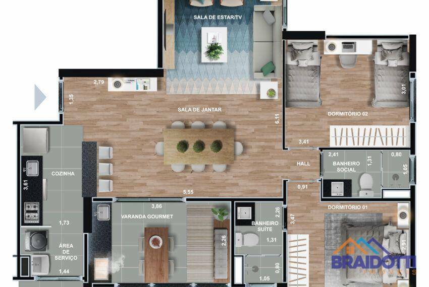 Apartamento à venda com 3 quartos, 83m² - Foto 2