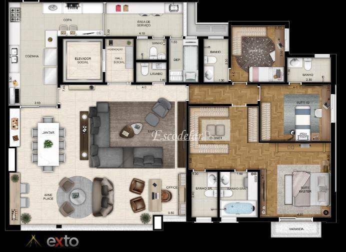 Apartamento à venda com 3 quartos, 186m² - Foto 8