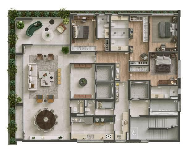 Apartamento à venda com 3 quartos, 262m² - Foto 3