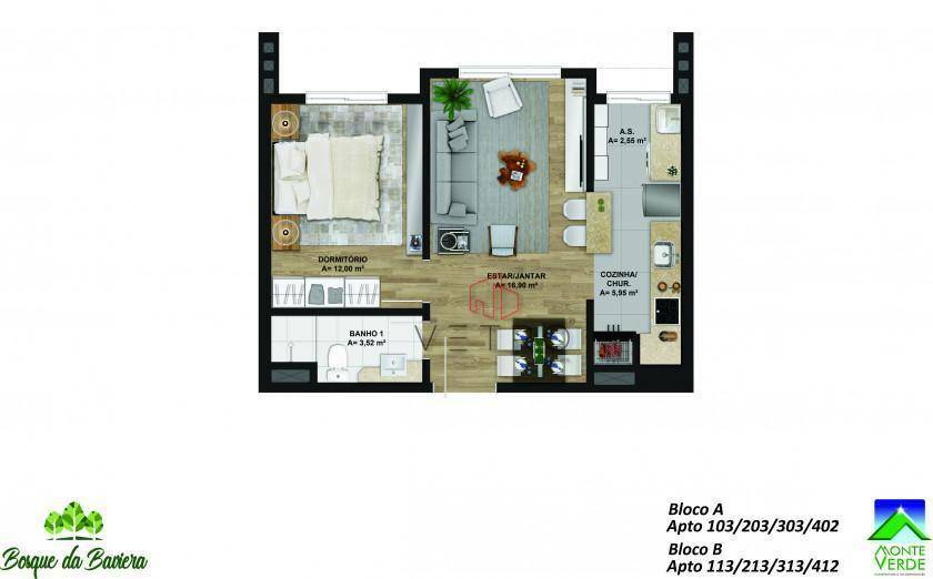 Apartamento à venda com 1 quarto, 60m² - Foto 1