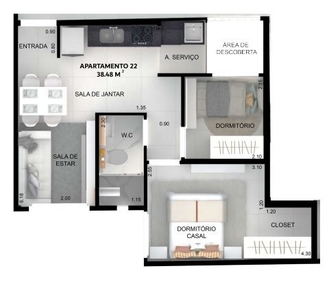 Apartamento à venda com 1 quarto, 38m² - Foto 14