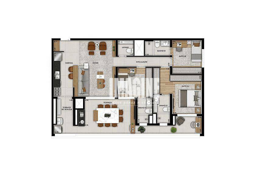 Apartamento à venda com 3 quartos, 125m² - Foto 1