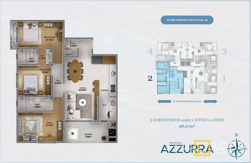 Apartamento à venda com 3 quartos, 98m² - Foto 3