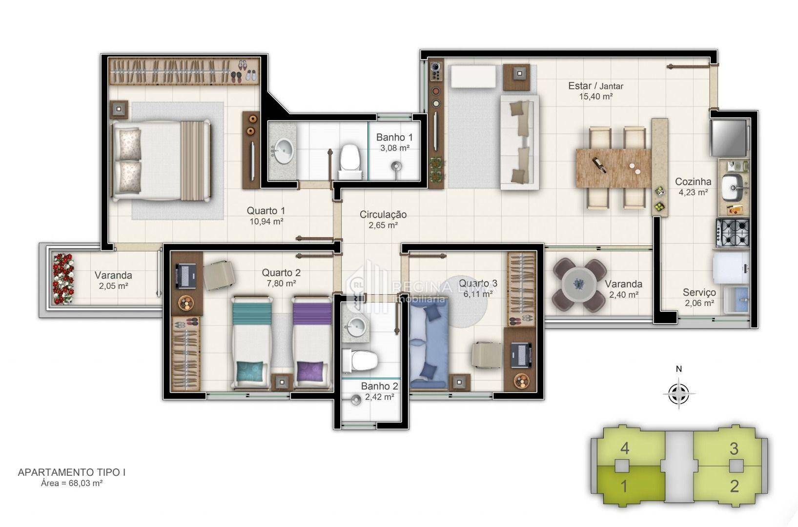 Apartamento à venda com 3 quartos, 68m² - Foto 12