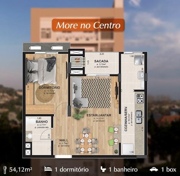 Apartamento à venda com 1 quarto - Foto 1