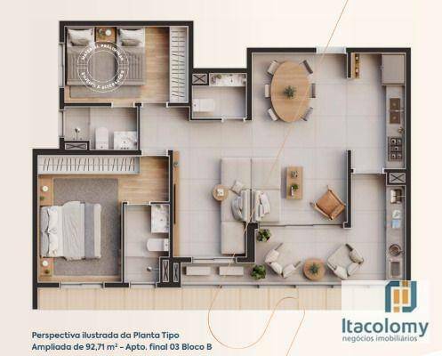 Apartamento à venda com 2 quartos, 90m² - Foto 2