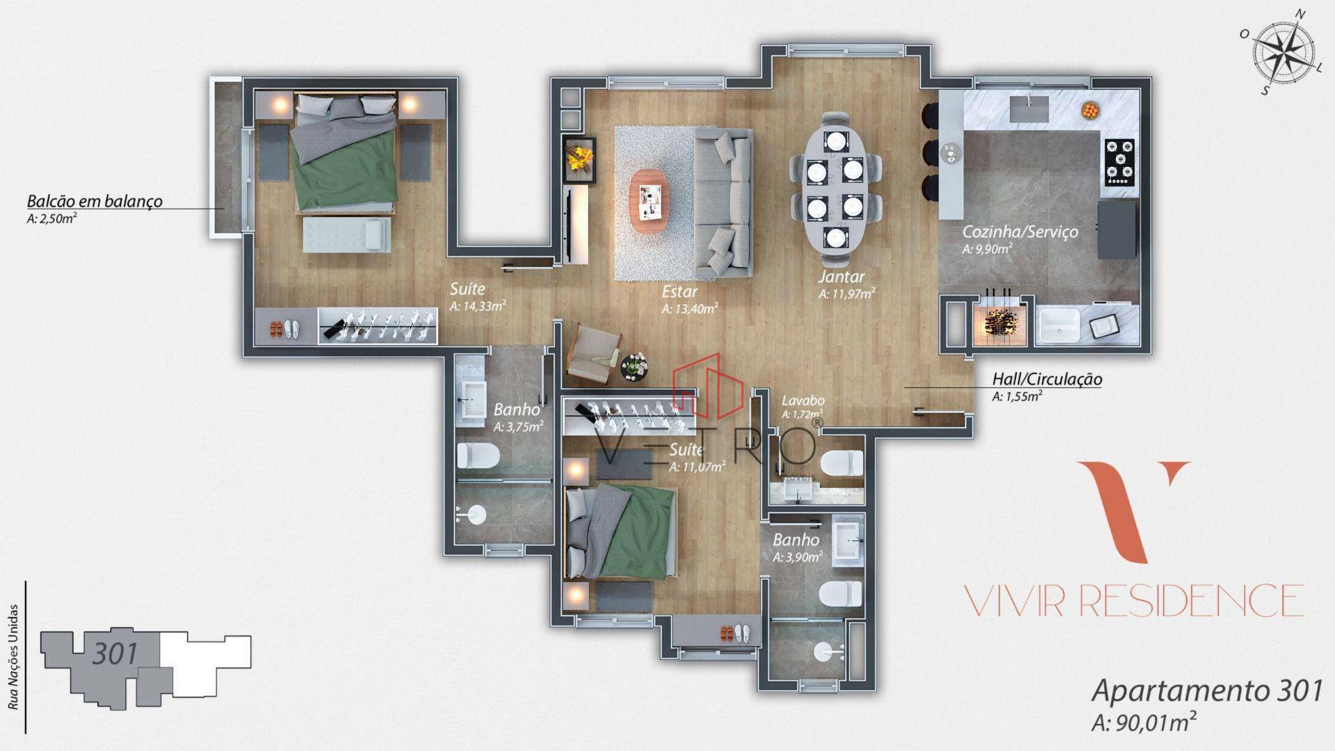 Apartamento à venda com 2 quartos, 90m² - Foto 7