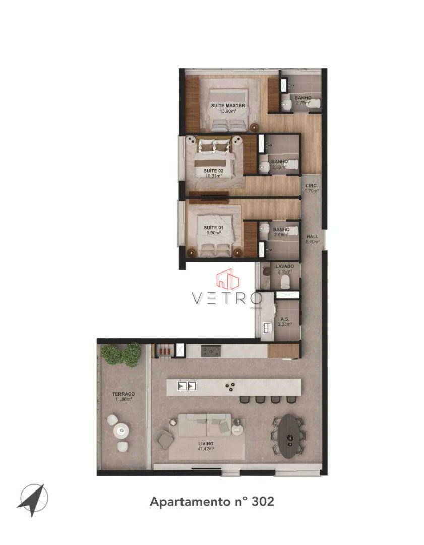 Apartamento à venda com 3 quartos, 133m² - Foto 6