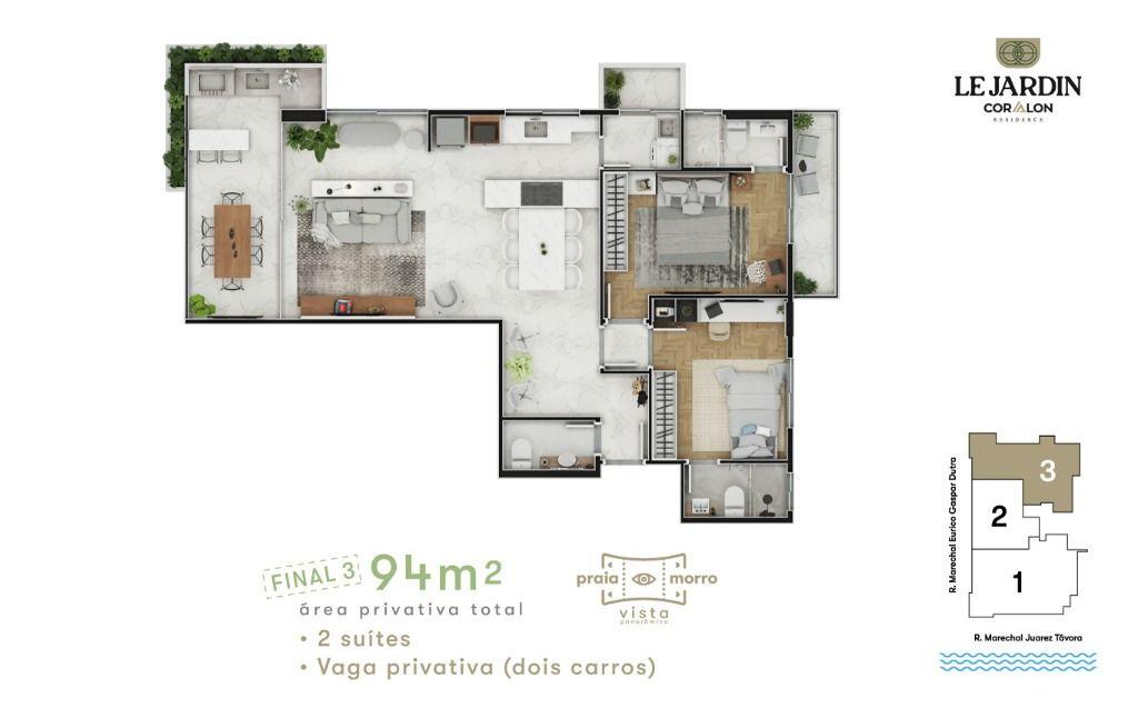 Apartamento à venda com 2 quartos, 94m² - Foto 2