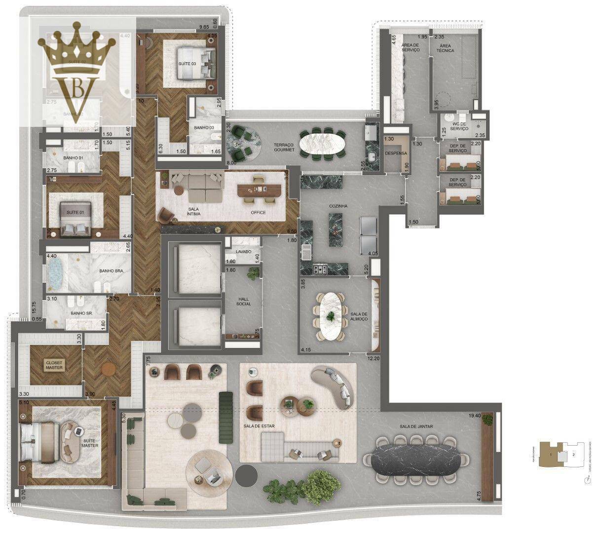 Apartamento à venda com 4 quartos, 515m² - Foto 2