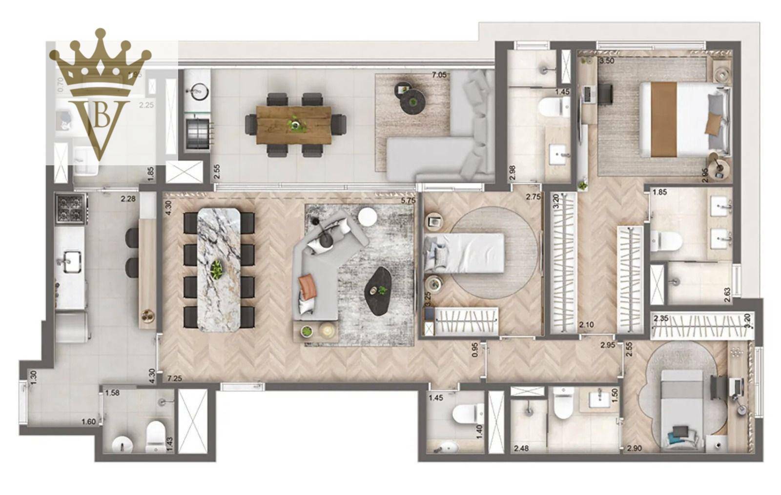 Apartamento à venda com 3 quartos, 135m² - Foto 1