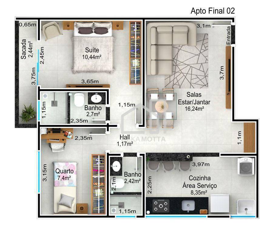 Apartamento à venda com 2 quartos, 51m² - Foto 2