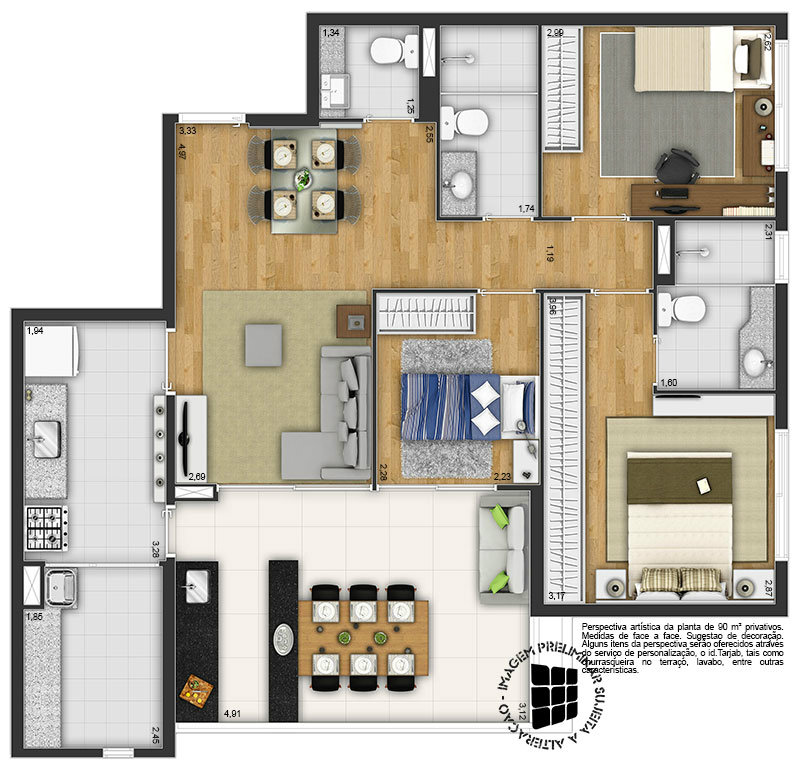 Apartamento à venda com 3 quartos, 90m² - Foto 4