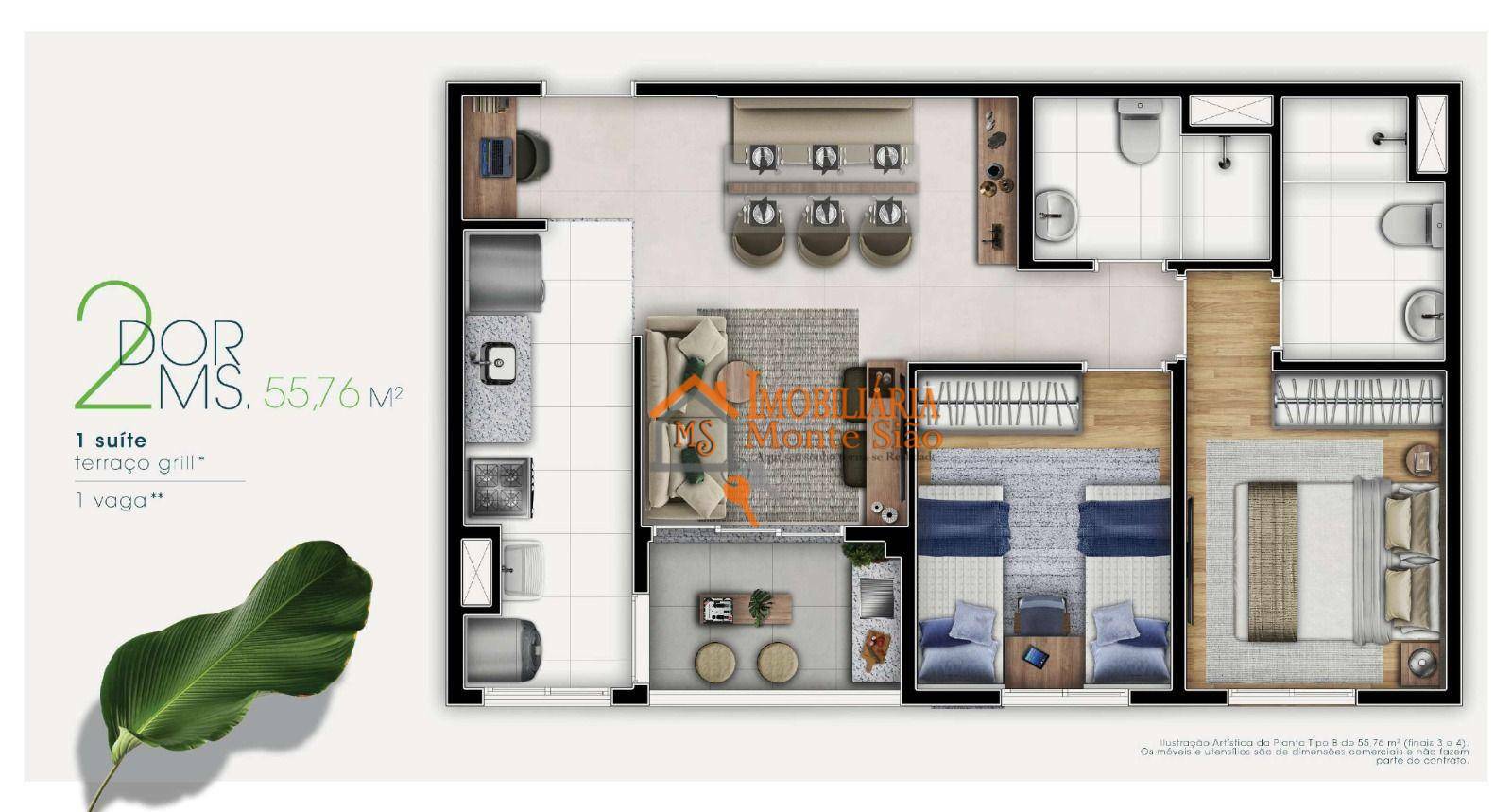 Apartamento à venda com 2 quartos, 55m² - Foto 2