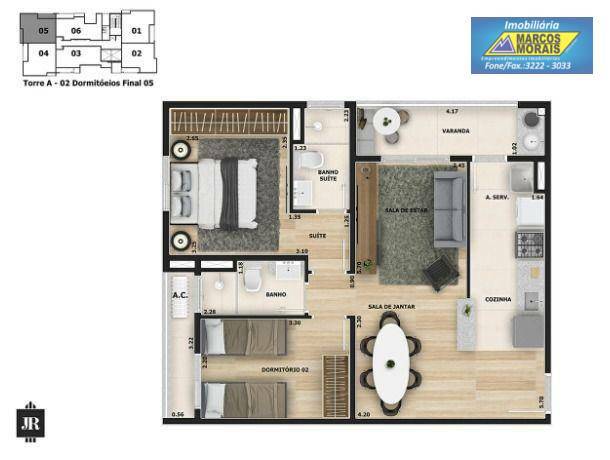 Apartamento à venda com 2 quartos, 60m² - Foto 3