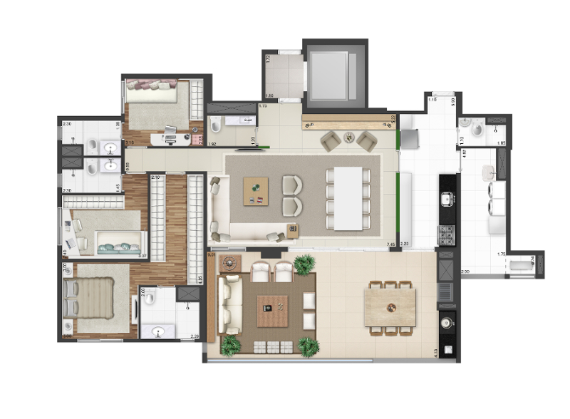 Apartamento à venda com 3 quartos, 173m² - Foto 2