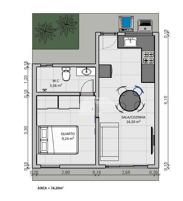 Casa à venda com 1 quarto, 34m² - Foto 2