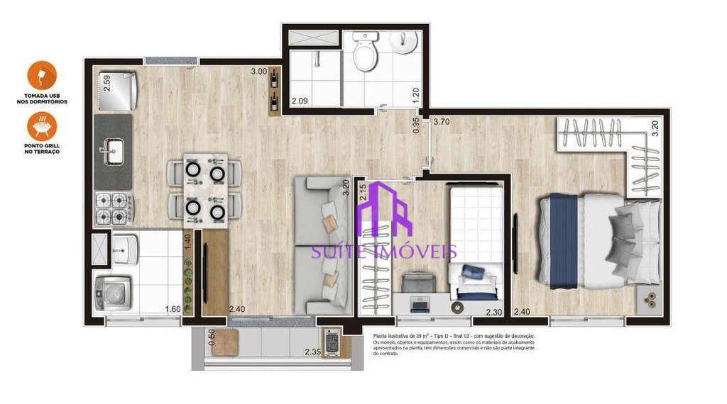 Apartamento à venda com 2 quartos, 38m² - Foto 1