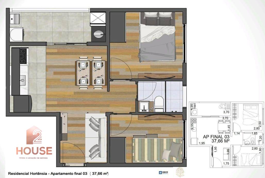 Apartamento, 2 quartos, 37 m² - Foto 2