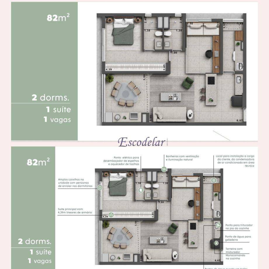 Apartamento à venda com 2 quartos, 82m² - Foto 2