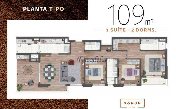 Apartamento à venda com 3 quartos, 109m² - Foto 2