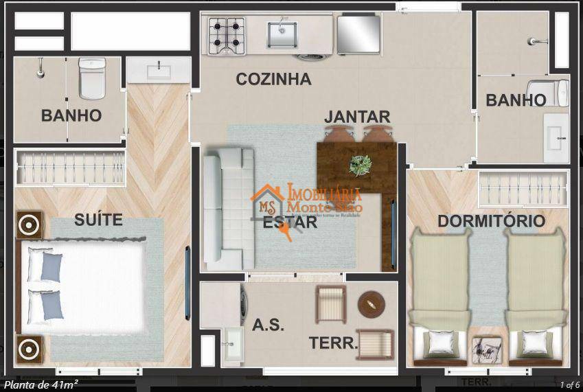 Apartamento à venda com 2 quartos, 41m² - Foto 2