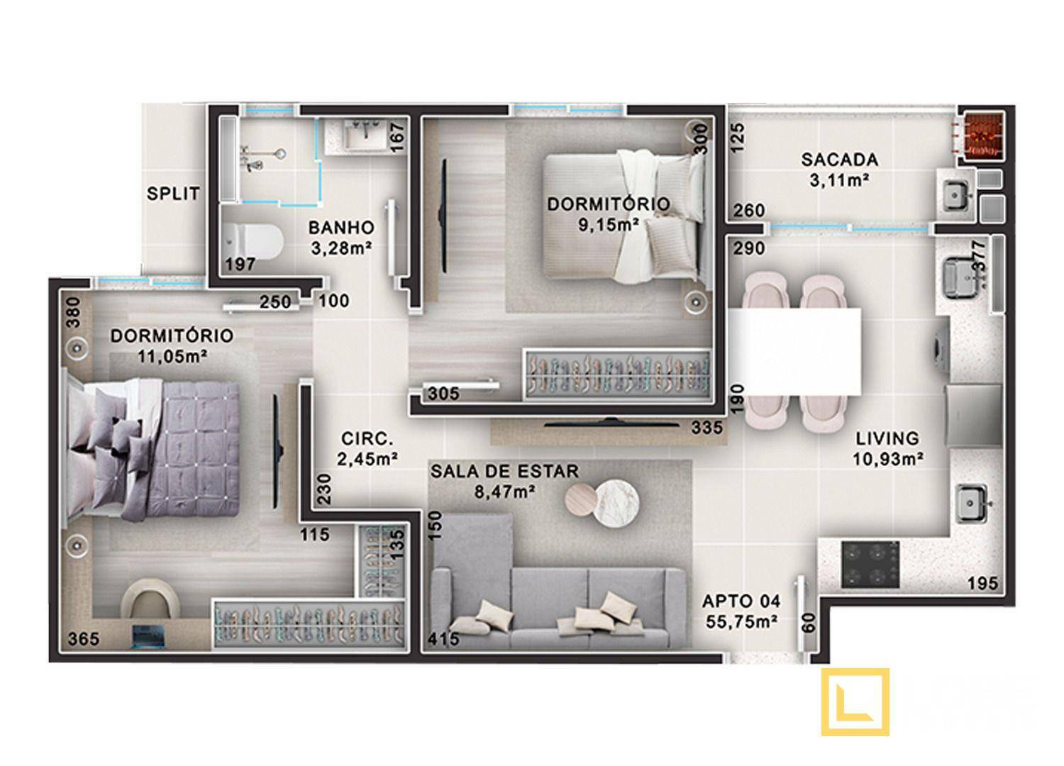 Apartamento à venda com 2 quartos, 55m² - Foto 4