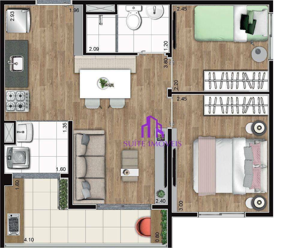 Apartamento à venda com 2 quartos, 41m² - Foto 3