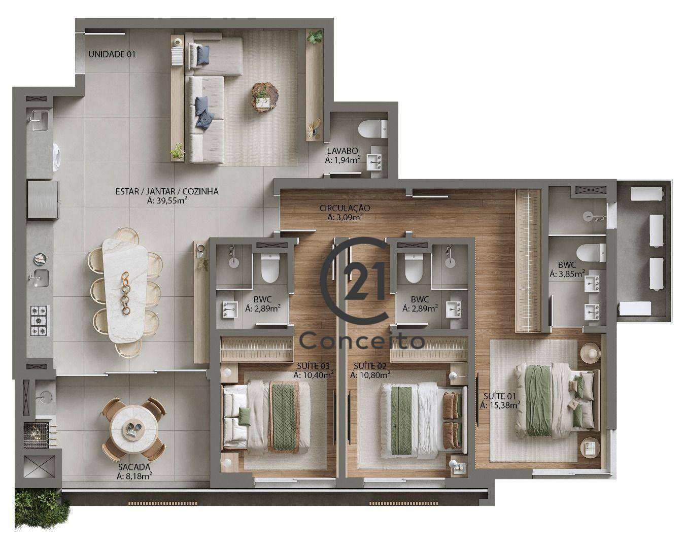 Apartamento à venda com 3 quartos, 117m² - Foto 8