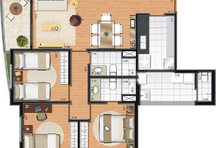 Apartamento à venda com 3 quartos, 86m² - Foto 3