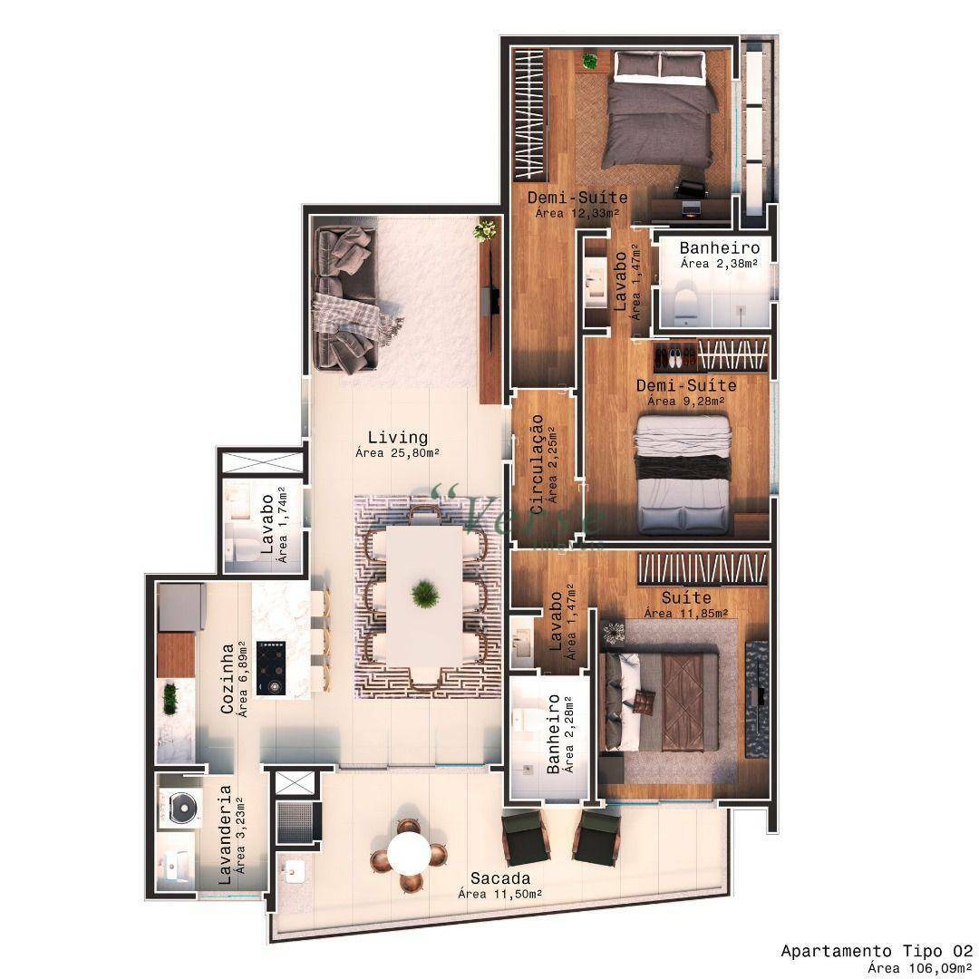 Apartamento à venda com 3 quartos, 106m² - Foto 2