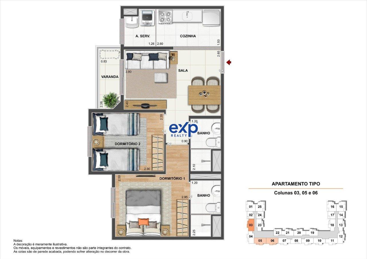 Apartamento à venda com 2 quartos, 52m² - Foto 3