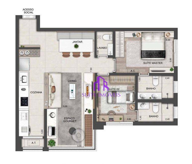 Apartamento à venda com 2 quartos, 80m² - Foto 6