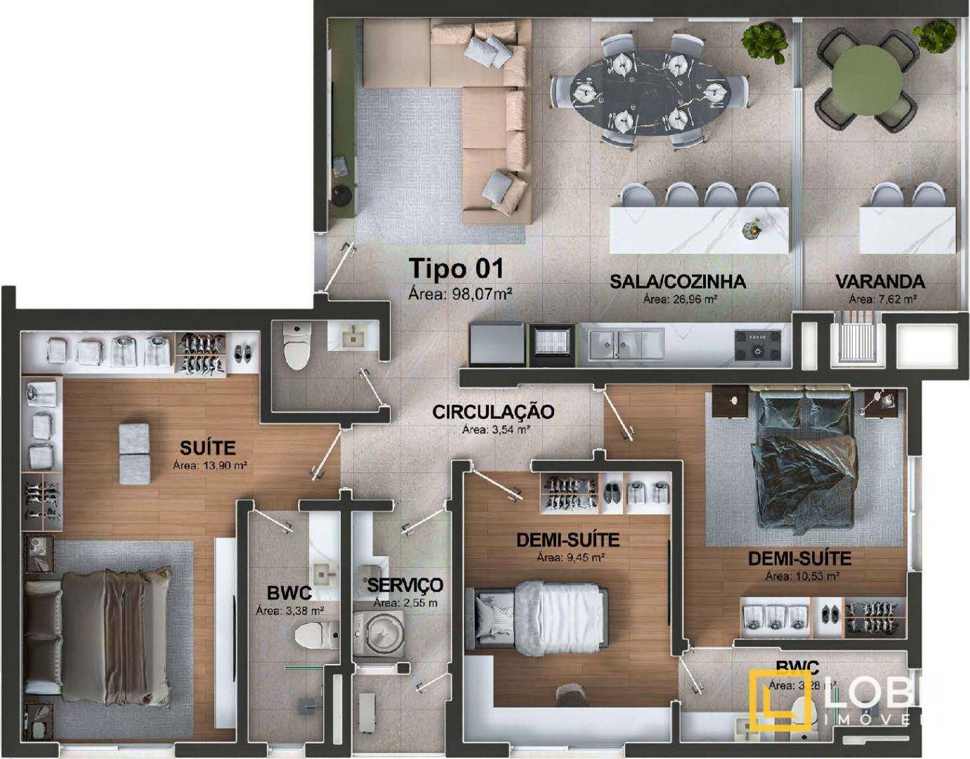 Apartamento, 3 quartos, 83 m² - Foto 3