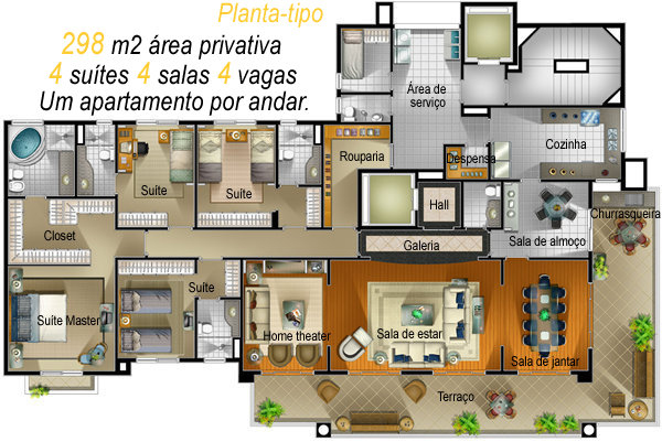 Apartamento à venda com 4 quartos, 298m² - Foto 7