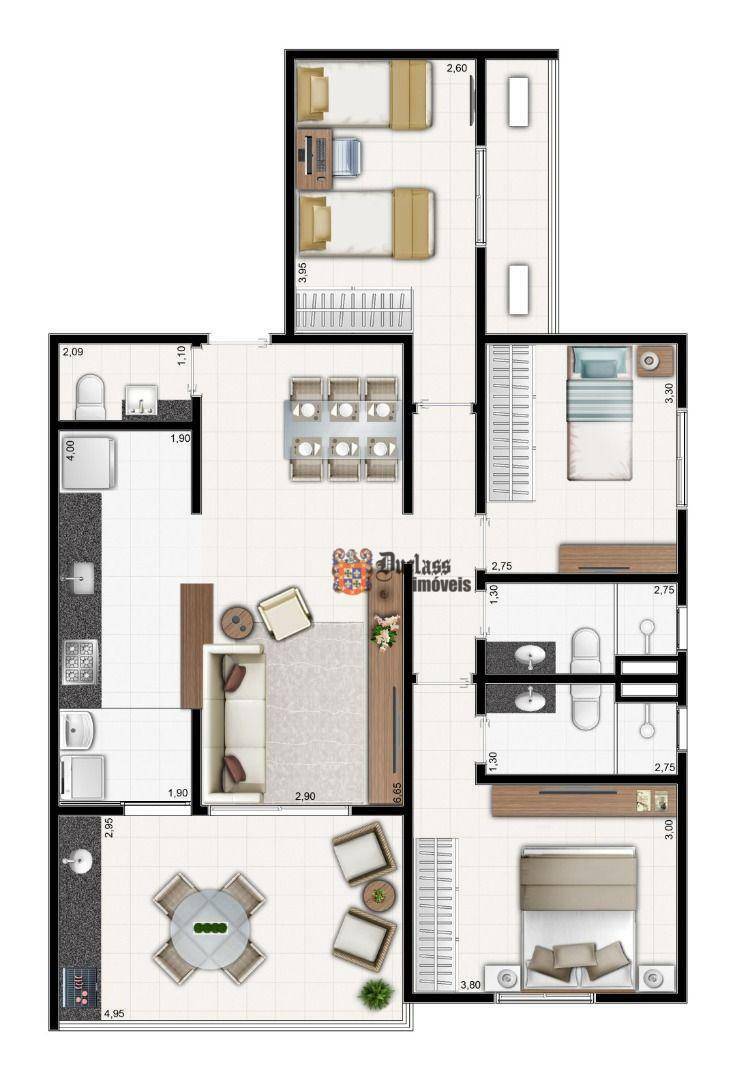 Apartamento à venda com 3 quartos, 105m² - Foto 3