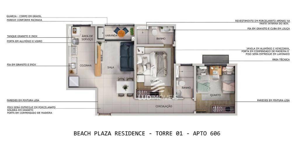 Apartamento à venda com 2 quartos, 56m² - Foto 3