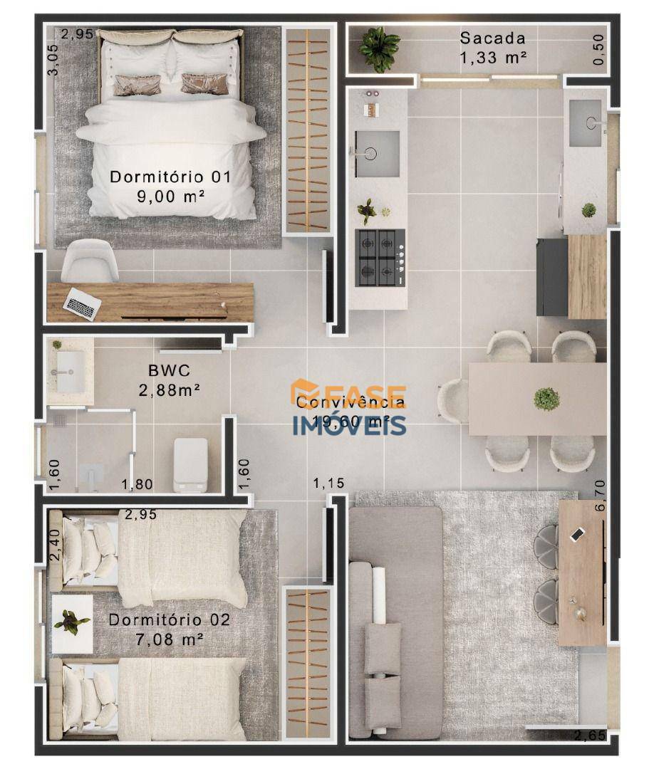 Apartamento à venda com 2 quartos, 57m² - Foto 5