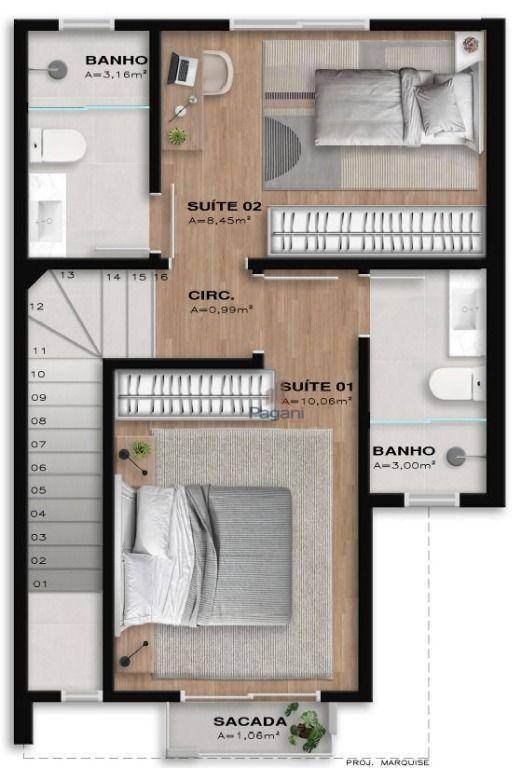 Sobrado, 2 quartos, 62 m² - Foto 3