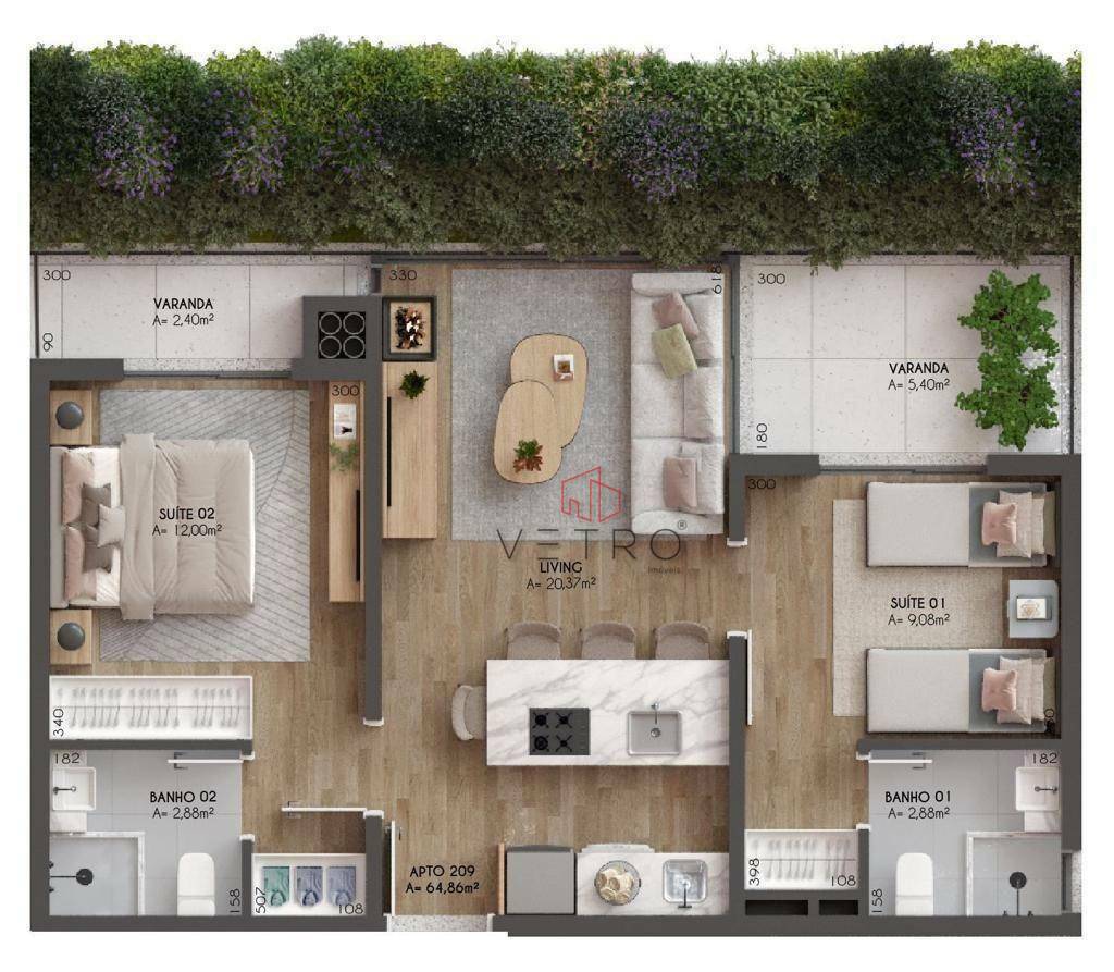 Apartamento à venda com 2 quartos, 64m² - Foto 5