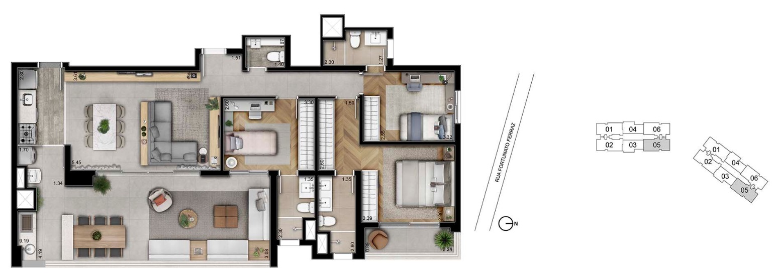 Apartamento à venda com 3 quartos, 127m² - Foto 2