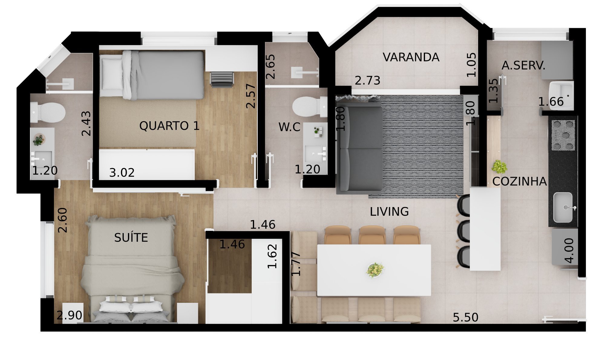 Apartamento à venda com 2 quartos, 58m² - Foto 3